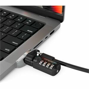 Compulocks Ledge Lock Adapter for MacBook Pro 14" M1 & M2 with Combination Cable Lock Silver - Cutting-Edge MacBook Lockin