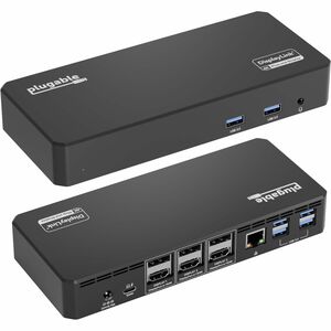 Plugable 12-in-1 USB C Triple Monitor Docking Station, Triple 4K Displays with 3X HDMI or 3X DisplayPort - Compatible with