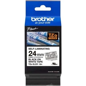 Brother P-touch ID Label - 24 mm Width - Rectangle - Black on White