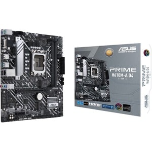 Asus Prime H610M-A D4-CSM Desktop Motherboard - Intel H610 Chipset - Socket LGA-1700 - Micro ATX - Pentium Gold, Celeron, 