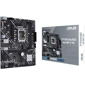 Asus Prime H610M-E D4 Desktop Motherboard - Intel H610 Chipset - Socket LGA-1700 - Pentium Gold, Celeron, Core i5, Core i9