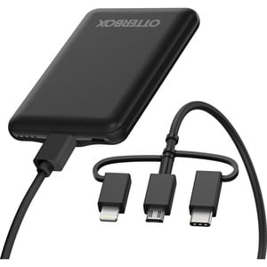 OtterBox Power Bank - Black - For USB Type A Device, Micro USB Device, USB Type C Device, Lighting Equipment - 5000 mAh - 