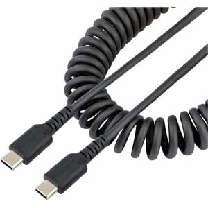 Startech.Com USB C Charging Cable - 50cm (20in) Coiled Cable Black