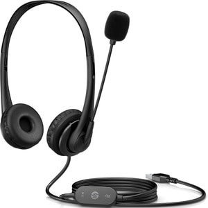 HP Wired Over-the-head Stereo Headset - Black - Binaural - Supra-aural - 64 Ohm - 20 Hz to 20 kHz - 179.8 cm Cable - Uni-d