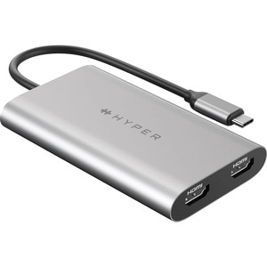 Hyper HDM1-GL USB Type C Docking Station for Desktop PC, Notebook - 100 W - Grey - 2 Displays Supported - 4K - 3840 x 2160