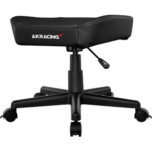 AKRACING Foot Stool - Black PU Leather, High Density Foam (HDF) Seat - Black Frame - 5-star Base