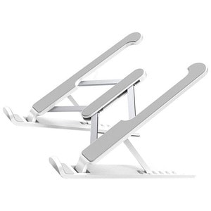 4XEM Adjustable Laptop Metal Stand - Wide - 5.89" Height x 8.03" Width - Metal, Zinc Alloy, Silicone - Silver