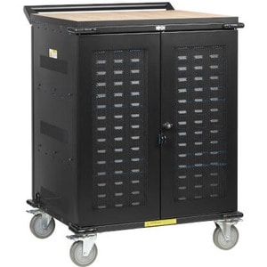 Tripp Lite by Eaton Safe-IT UV Locking Storage Cart for Mobile Devices and AV Equipment, Wood-Grain Top - 3 Shelf - Revers