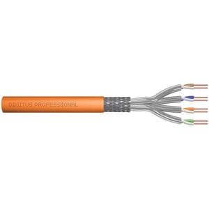 Digitus CAT 7 S-FTP Verlegekabel, 1200 MHz, Dca (EN 50575), AWG 23/1, 25m Ring, SX, orange. Kabellänge: 25 m, Kabelstandar