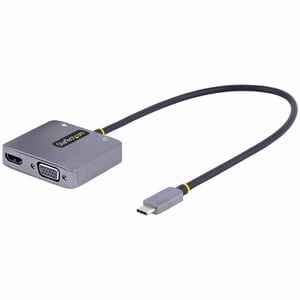 StarTech.com USB C Video Adapter, USB C to HDMI VGA Multiport Adapter, 3.5mm Audio, 4K 60Hz HDR, 100W PD 3.0 PT, USB C Dis