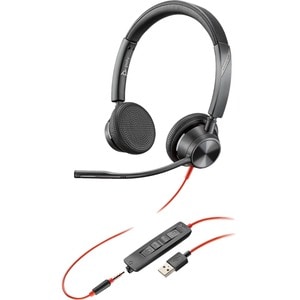 Plantronics Blackwire BW3325-M USB-A 有线 头戴式 立体声 耳机 - 双声道 - 上耳式 - 32 欧姆 - 20 Hz 到 20 kHz - 降噪 麦克风 - 迷你手机（3.5毫米）, A 型 USB