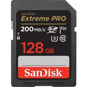 SanDisk Extreme PRO 128 GB Class 10/UHS-I (U3) V30 SDXC - 200 MB/s Read - 90 MB/s Write - Lifetime Warranty