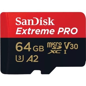 SanDisk Extreme PRO 64 GB Class 3/UHS-I (U3) V30 microSDXC - 200 MB/s Read - 90 MB/s Write - Lifetime Warranty