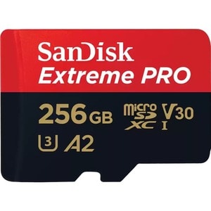Carte microSDXC SanDisk Extreme PRO - 256 Go - Classe 3/UHS-I (U3) - V30 - 200 Mo/s en Lecture - 140 Mo/sSpaceen Écriture