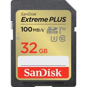 SanDisk Extreme PLUS 32 GB Class 10/UHS-I (U3) V30 SDHC - 100 MB/s Read - 60 MB/s Write