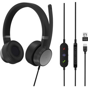 Lenovo Wired Over-the-head Stereo Headset - Thunder Black - Binaural - Ear-cup - 32 Ohm - 20 Hz to 20 kHz - 200 cm Cable -
