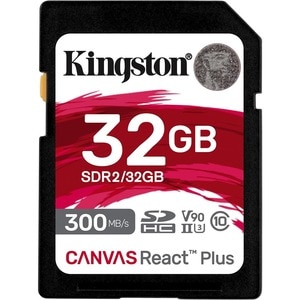 SDHC Kingston Canvas React Plus SDR2 - 32 GB - Classe 10/UHS-II (U3) - V90 - 300 MB/s Lettura - 260 MB/s Scrittura