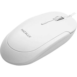 Macally USB-C Optical Quiet Click Mouse for Mac/PC White (UCDYNAMOUSEW) - Optical - Cable - White, Silver - USB Type C - 2