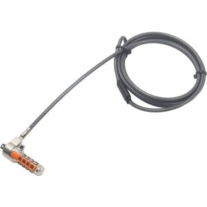 Port Cable Lock For Notebook, Desktop Computer, Monitor, Projector - 1.80 m Cable - 4-digit - Combination Lock - Dark Smok