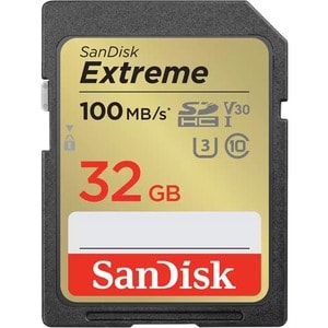 SanDisk Extreme 32 GB Class 10/UHS-I (U3) V30 SDHC - 100 MB/s Read - 60 MB/s Write