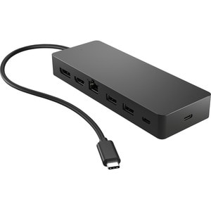 HP C型 USB 扩展插口 用于 台式计算机, 笔记本电脑 - 黑 - 2 支持的显示器 - 4K - 3840 x 2160 - 1 x USB 3.0 端口数 - C型USB - 1 x RJ-45 端口 - 网络 (RJ-45) - 1