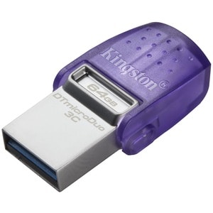 Kingston DataTraveler microDuo 3C DTDUO3CG3 64 GB USB 3.2 (Gen 1) Type C Flash Drive - Purple - 200 MB/s Read Speed - 5 Ye