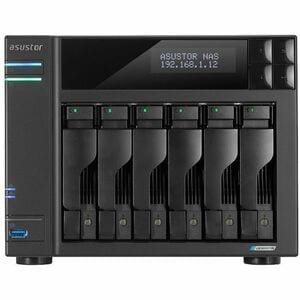 Asustor Lockerstor 6 Gen2 AS6706T - 6 Bay NAS, Quad-Core 2.0 GHz CPU, 4X M.2 NVMe Slots, Dual 2.5GbE, Upgradable to 10GbE,