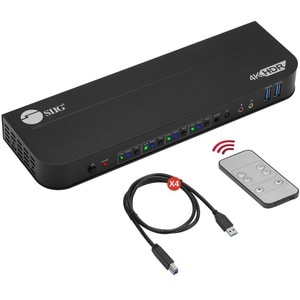 SIIG 4x1 HDMI 4K HDR KVM USB 3.0 Switch with Remote Control - Allows you to control 4 HDMI 4K computers using one keyboard