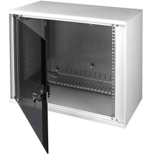 MINKELS 12U Wall Mountable Enclosed Cabinet Rack Cabinet - 482.60 mm Rack Width - Black - 100 kg Maximum Weight Capacity
