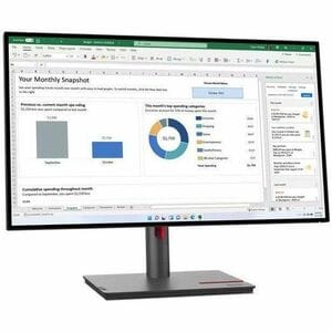 Monitor LED Lenovo ThinkVision P27h-30 27" (68.6cm) Class WQHD - 16:9 - Negro oscuro - 27" (68.6cm) Viewable - Tecnología 