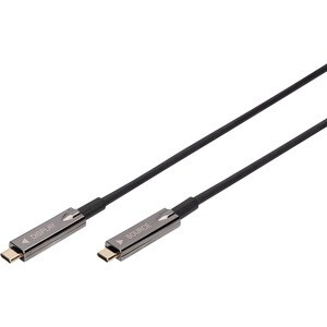 Digitus 15 m Hybrid-Glasfaserkabel Datentransferkabel - 1 Stück - Zweiter Anschluss: 1 x USB 3.1 Type C - Male