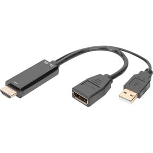 Digitus 20 cm DisplayPort/HDMI/USB AV-Kabel - 1 - Cable for Audio-/Video-Gerät, Monitor, TV, Projektor, PC, Notebook - 40 