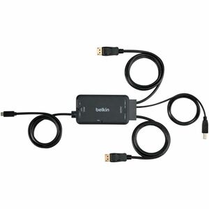 Belkin TAA KVM Dock USB-C to (2) DP/USB-B Cables w/ RJ45 and Power - 6 ft, 3 ft KVM Cable for USB Device, Notebook, Monito