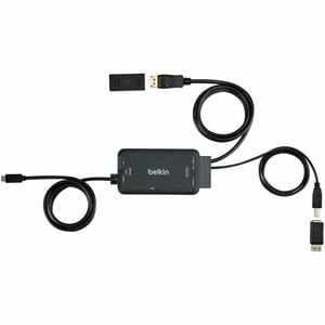 Belkin TAA KVM Dock USB-C to (1) DP/USB-B Cables w/ RJ45 and Power - 6 ft, 3 ft KVM Cable for USB Device, Notebook, Monito