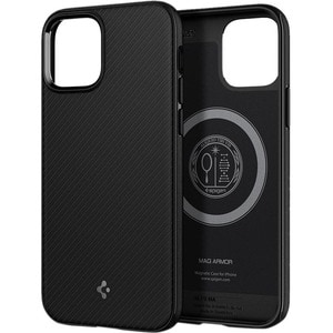 Spigen Mag Armor Case for Apple iPhone 12, iPhone 12 Pro Smartphone - Matte Black - Shock Absorbing, Scratch Resistant - T