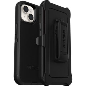 OtterBox Defender Rugged Carrying Case (Holster) Apple iPhone 13, iPhone 14 - Black - Tear Resistant, Scrape Resistant, Di