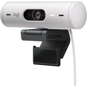 Logitech Brio 500 Full HD webcam, auto framing, noise-reducing mics, privacy shutter, streaming & video calling, Off-white