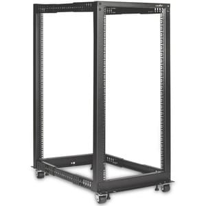 Rocstor SolidRack 25U Adjustable Depth Open Frame 4 Post Rack w/ Casters - Adjustable mounting depth of 23.5in-41in & 25.1