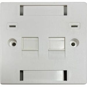 Eaton Tripp Lite Series 2-Port UK-Style Keystone Wall Plate, Unloaded Shuttered Module, Icon Tabs, White, TAA - 2 x Total 