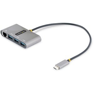 StarTech.com 3-Port USB-C Hub with Ethernet, 3x USB-A, Gigabit Ethernet, USB 3.0 5Gbps, Bus-Powered, Portable Laptop USB T