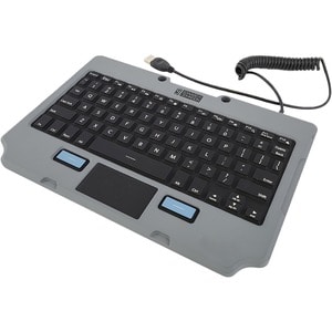 Gamber-Johnson Lite Rugged Keyboard - Cable Connectivity - USB 2.0 Interface - LED - TouchPad - English (UK) - QWERTY Layo