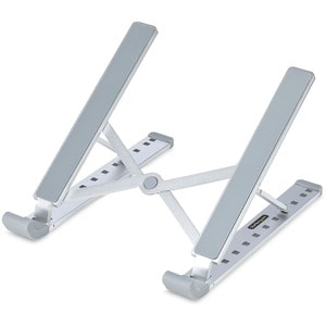 StarTech.com Foldable Laptop Riser Stand, Portable Height Adjustable Ergonomic Laptop Stand, Tilt/Raised/Angled Laptop/Tab