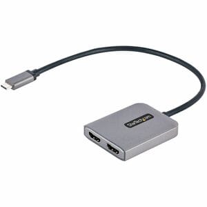 StarTech.com USB-C to Dual HDMI Adapter, USB Type-C Multi-Monitor MST Hub, Dual 4K 60Hz HDMI Laptop Display Extender / Spl