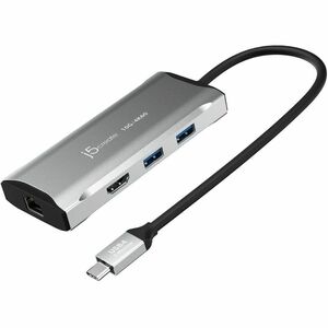 j5create USB 3.2 Gen 1 (3.1 Gen 1) Type-C Docking Station for Notebook - 100 W Power Supply - Grey - 4K - 3840 x 2160 - 2 