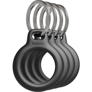 Belkin Secure Holder with Key Ring for AirTag 4-Pack - Plastic - Black - Scratch Protection, Sturdy, Lockable, Durable, Tw