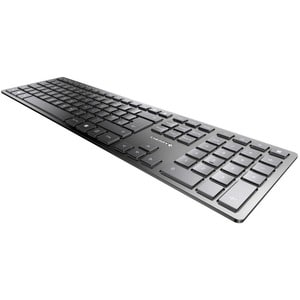 CHERRY KW 9100 SLIM Keyboard - Wireless Connectivity - Belgian - Black, Silver - Scissors Keyswitch - Bluetooth/RF - 4 - 1