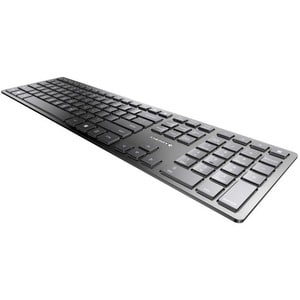 CHERRY KW 9100 SLIM Bluetooth, Wireless Keyboard - Full size, Black/Silver, Rechargeable, AES 128 Encryption