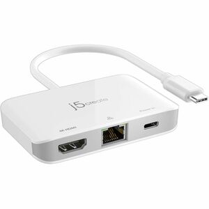 j5create JCA351-N USB Type C Docking Station for Notebook/Tablet/Smartphone/Projector/Monitor - Charging Capability - Whit