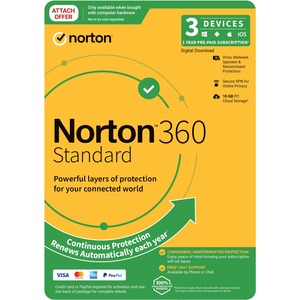 LifeLock Norton 360 Standard - Subscription Licence - 3 Device, 1 User, 10 GB - 1 Year - Annual Fee - Email