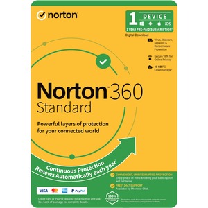 LifeLock Norton 360 Standard - Subscription Licence - 1 Device, 1 User, 10 GB - 1 Year - Annual Fee - Email